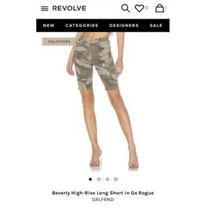 Grlfrnd Beverly High Rise Button Fly Long Short Raw Hem Pants in Go Rouge Sz 26